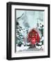 Red Christmas Barn-Jenny Westenhofer-Framed Art Print