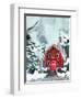 Red Christmas Barn-Jenny Westenhofer-Framed Art Print