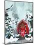 Red Christmas Barn-Jenny Westenhofer-Mounted Art Print