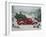 Red Christmas Truck Transports Christmas Trees through a Snowy Winter Landscape-Renate Holzner-Framed Photographic Print