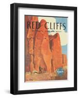 Red Cliffs Navajo Land, New Mexico - Vintage Santa Fe Railroad Travel Poster, 1950s-Willard Elms-Framed Art Print