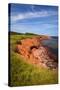 Red Cliffs of Prince Edward Island Atlantic Coast in Green Gables Shore, Pei, Canada.-elenathewise-Stretched Canvas