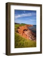 Red Cliffs of Prince Edward Island Atlantic Coast in Green Gables Shore, Pei, Canada.-elenathewise-Framed Photographic Print