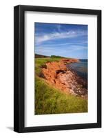 Red Cliffs of Prince Edward Island Atlantic Coast in Green Gables Shore, Pei, Canada.-elenathewise-Framed Photographic Print