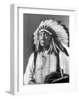 Red Cloud, Dakota Chief, Wearing a Headdress, 1880s-David Frances Barry-Framed Photographic Print