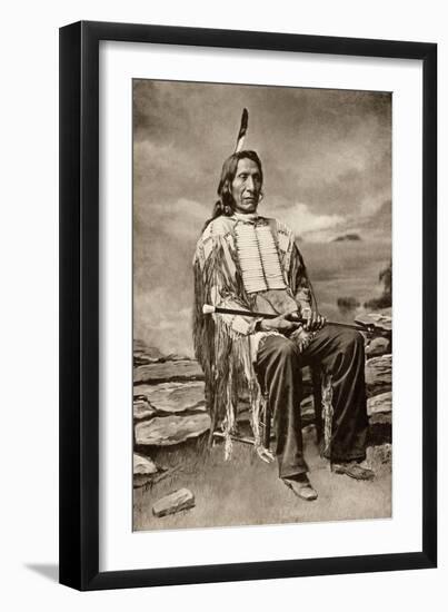 Red Cloud, or Mahpiua Luta, Oglala Sioux Chief, in Quilwork Shirt, 1890s-null-Framed Giclee Print