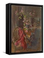 Red Coat with Geranium-Susan Ryder-Framed Stretched Canvas