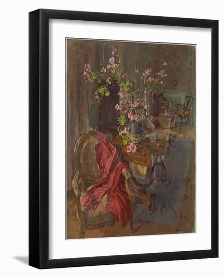 Red Coat with Geranium-Susan Ryder-Framed Giclee Print