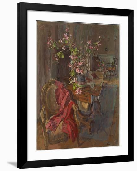 Red Coat with Geranium-Susan Ryder-Framed Giclee Print