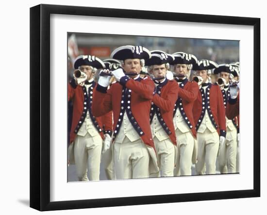 Red Coated Fifers of the US Army Marching in President Lyndon Johnson's Inaugural Parade-John Dominis-Framed Premium Photographic Print