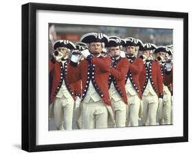 Red Coated Fifers of the US Army Marching in President Lyndon Johnson's Inaugural Parade-John Dominis-Framed Premium Photographic Print