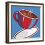 Red Coffee Cup On Blue-Ron Magnes-Framed Giclee Print