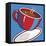 Red Coffee Cup On Blue-Ron Magnes-Framed Stretched Canvas