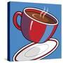 Red Coffee Cup On Blue-Ron Magnes-Stretched Canvas