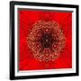 Red Concentric Flower Center: Mandala Kaleidoscopic Design-tr3gi-Framed Art Print