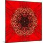 Red Concentric Flower Center: Mandala Kaleidoscopic Design-tr3gi-Mounted Art Print