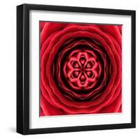 Red Concentric Flower Center: Mandala Kaleidoscopic Design-tr3gi-Framed Art Print