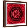 Red Concentric Flower Center: Mandala Kaleidoscopic Design-tr3gi-Framed Art Print