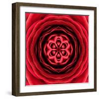 Red Concentric Flower Center: Mandala Kaleidoscopic Design-tr3gi-Framed Art Print