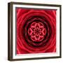 Red Concentric Flower Center: Mandala Kaleidoscopic Design-tr3gi-Framed Art Print