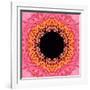 Red Concentric Flower Center: Mandala Kaleidoscopic Design-tr3gi-Framed Art Print