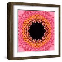 Red Concentric Flower Center: Mandala Kaleidoscopic Design-tr3gi-Framed Art Print