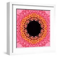 Red Concentric Flower Center: Mandala Kaleidoscopic Design-tr3gi-Framed Art Print