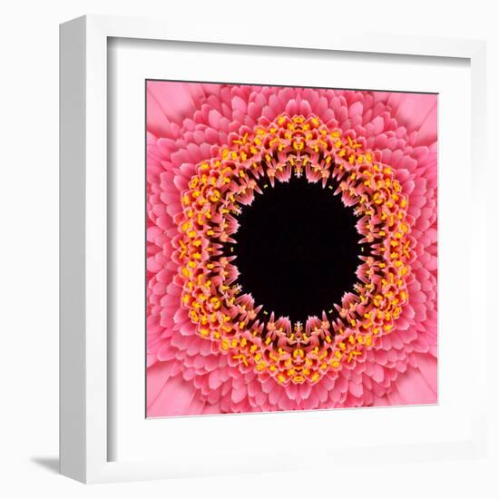 Red Concentric Flower Center: Mandala Kaleidoscopic Design-tr3gi-Framed Art Print