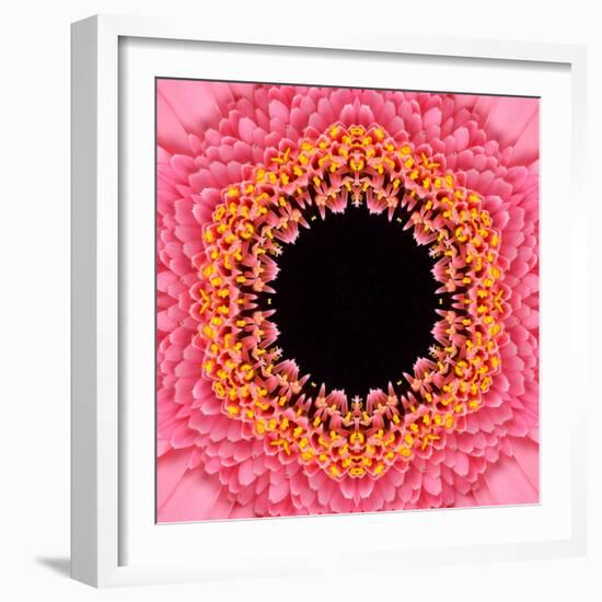 Red Concentric Flower Center: Mandala Kaleidoscopic Design-tr3gi-Framed Art Print