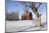 Red Corn Crib in Snow, Genoa, Illinois, USA-Lynn M^ Stone-Mounted Photographic Print