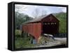 Red Covered Bridge-null-Framed Stretched Canvas