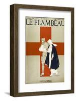 Red Cross Nurse Assists a Bandaged Soldier-Armand Rapeno-Framed Photographic Print