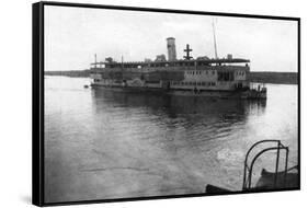 Red Cross River Boat Going Up the Tigris River, Mesopotamia, WWI, 1918-null-Framed Stretched Canvas