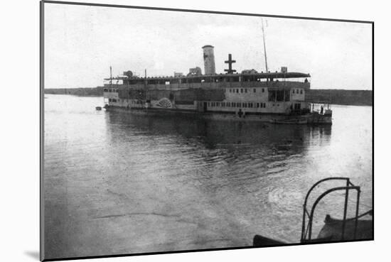 Red Cross River Boat Going Up the Tigris River, Mesopotamia, WWI, 1918-null-Mounted Giclee Print
