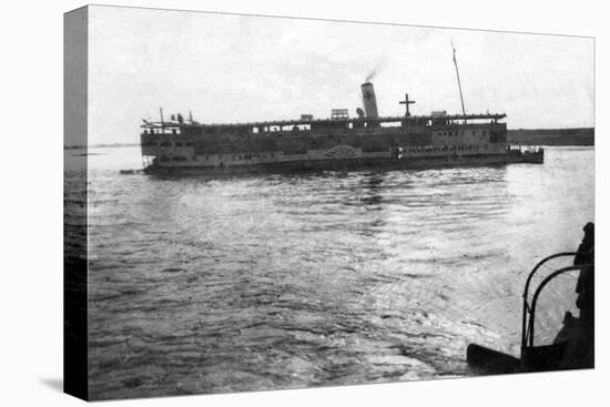 Red Cross River Boat Going Up the Tigris River, Mesopotamia, WWI, 1918-null-Stretched Canvas