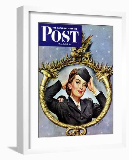"Red Cross Volunteer," Saturday Evening Post Cover, March 13, 1943-George Garland-Framed Giclee Print