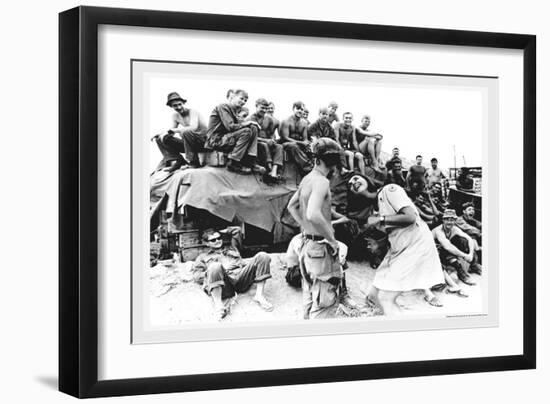 Red Cross Worker in Vietnam with Soldiers-null-Framed Art Print