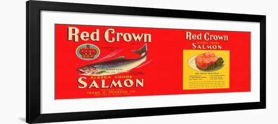 Red Crown Brand Salmon Label - Seattle, WA-Lantern Press-Framed Art Print