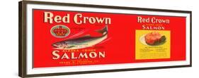 Red Crown Brand Salmon Label - Seattle, WA-Lantern Press-Framed Premium Giclee Print