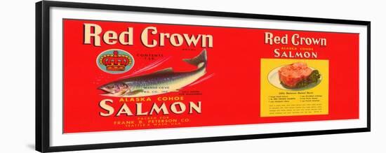 Red Crown Brand Salmon Label - Seattle, WA-Lantern Press-Framed Premium Giclee Print