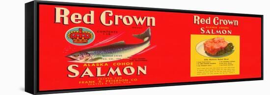 Red Crown Brand Salmon Label - Seattle, WA-Lantern Press-Framed Stretched Canvas