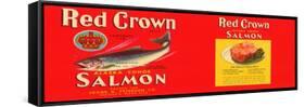 Red Crown Brand Salmon Label - Seattle, WA-Lantern Press-Framed Stretched Canvas