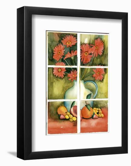 Red Daisies at the Window-Sonia P^-Framed Art Print