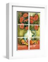 Red Daisies at the Window-Sonia P^-Framed Art Print