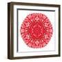 Red Daisy Mandala Flower Kaleidoscopic-tr3gi-Framed Art Print
