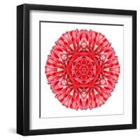 Red Daisy Mandala Flower Kaleidoscopic-tr3gi-Framed Art Print