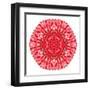 Red Daisy Mandala Flower Kaleidoscopic-tr3gi-Framed Art Print