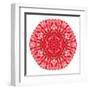 Red Daisy Mandala Flower Kaleidoscopic-tr3gi-Framed Art Print