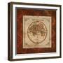 Red Damask Map II-Elizabeth Medley-Framed Art Print