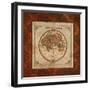 Red Damask Map II-Elizabeth Medley-Framed Art Print